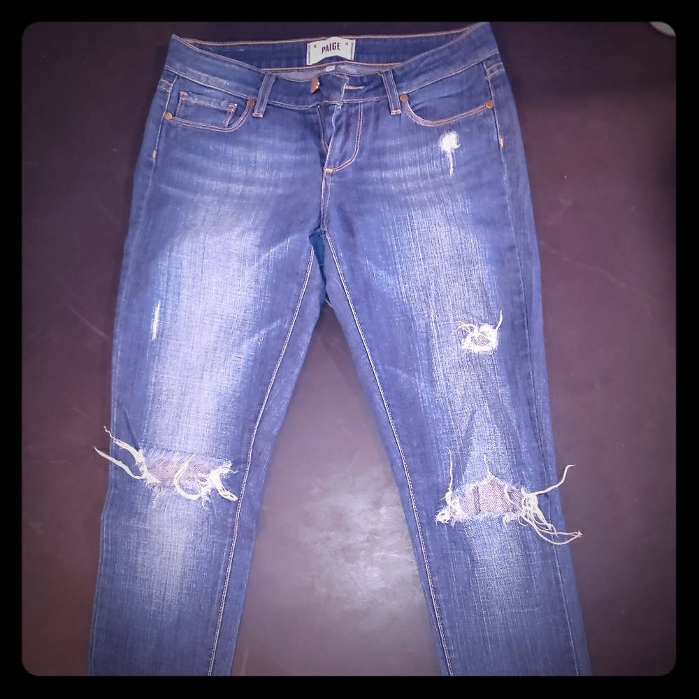 PAIGE destroyed ankle skinny jeans